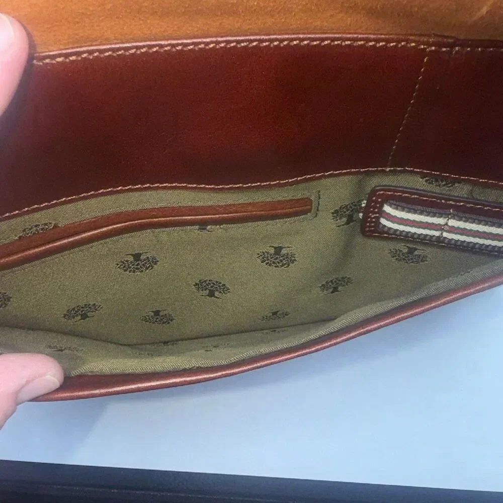 LITCHI Brown Leather Briefcase